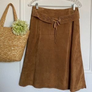AnnTaylor Loft Suede Leather Boho Skirt